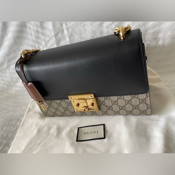 Gucci padlock shoulder bag/ GG supreme Medium brown/ black - Picture 3 of 15